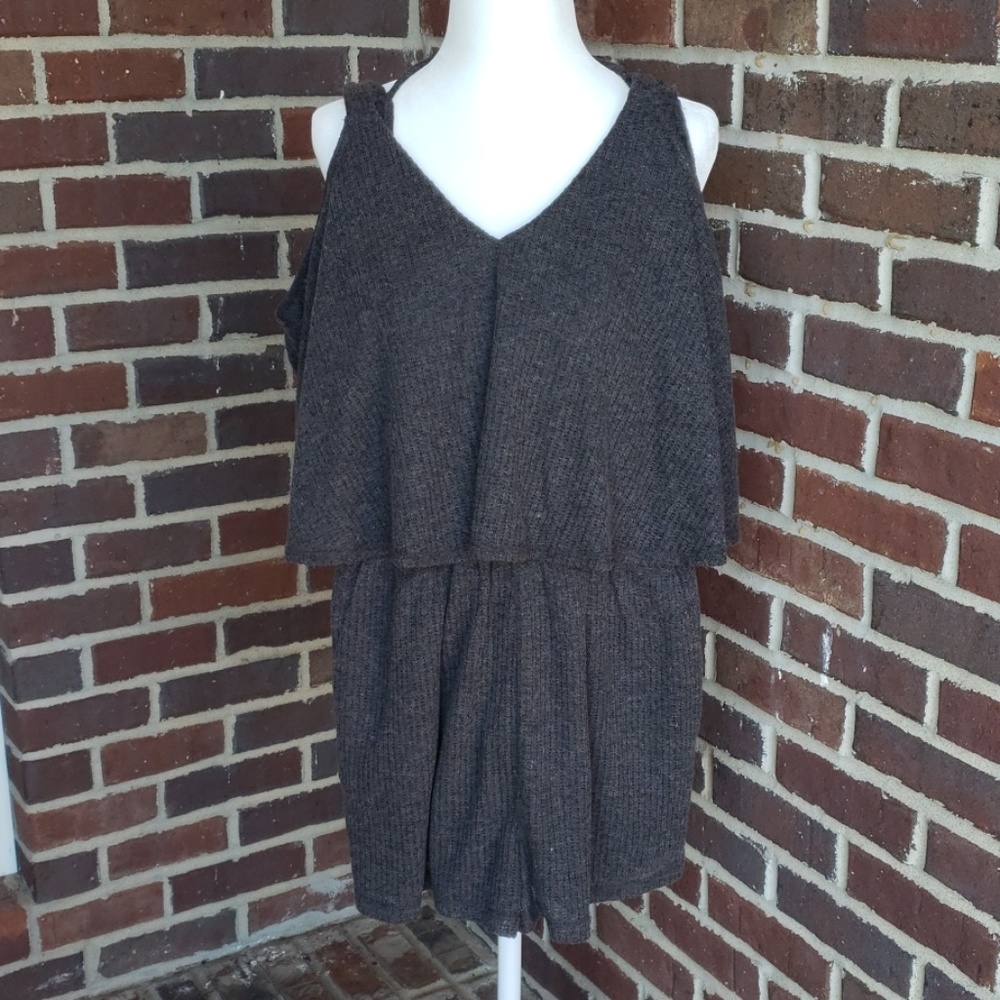 NWOT Charcoal Cold Shoulder Romper Sz S